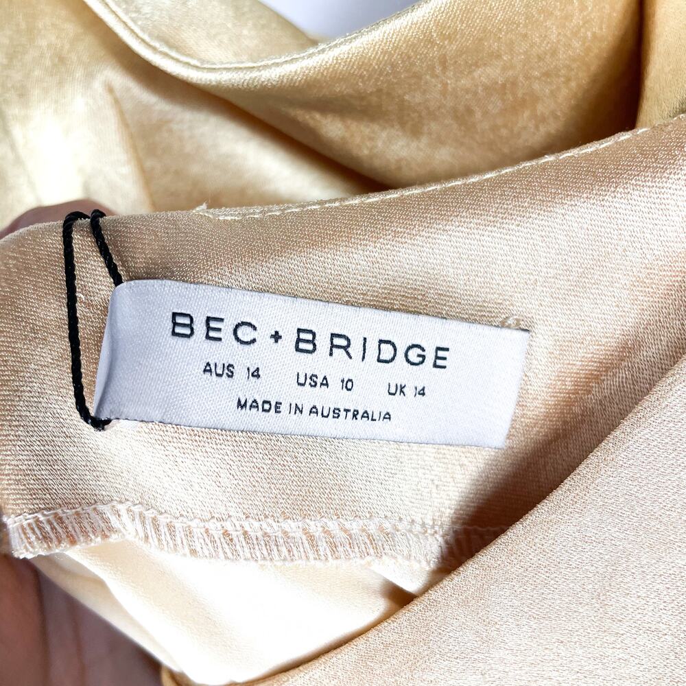 Bec & Bridge Carrie Maxi Dress Yellow Cutout Satin Slip Gown Sleeveless 10 US - Picture 8 of 13